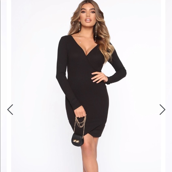 Asymmetrical Long Sleeve Dress - Picture 1 of 6